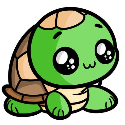 cute little animated turtle