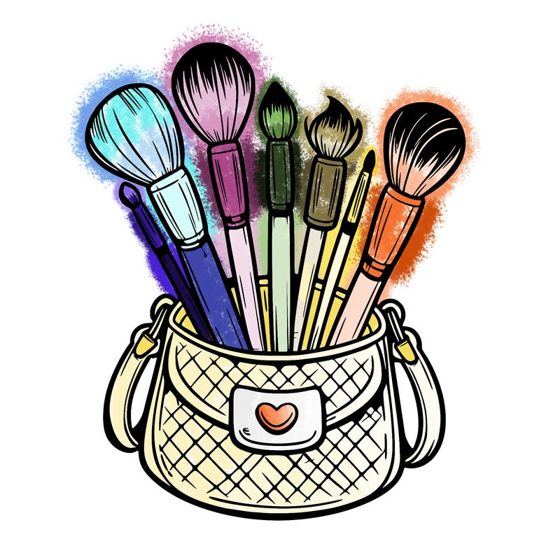 makeup brush set in a purse