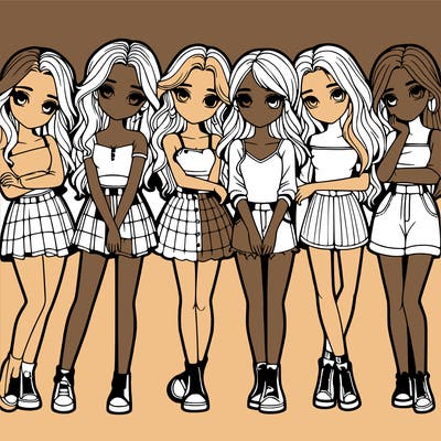 a group of girls realistic