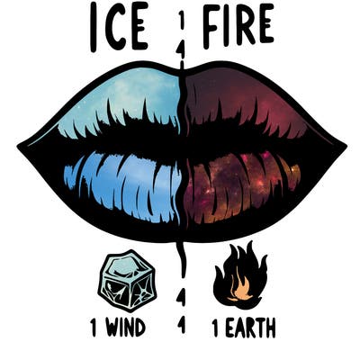 realistic lip split in fourth . 1 fourth ice 1 fire 1wind 1 earth