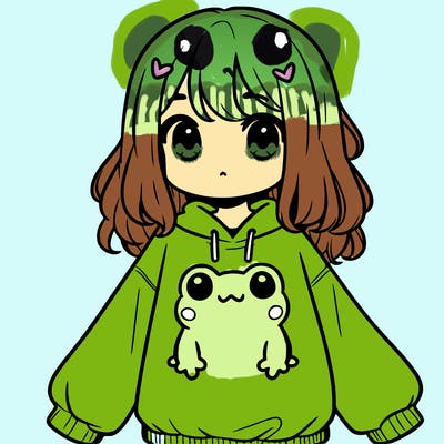 girl wearing frogging sweatshirt
