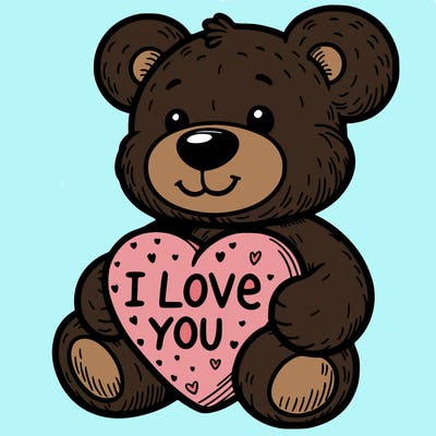 teddy bear holding an i love you heart