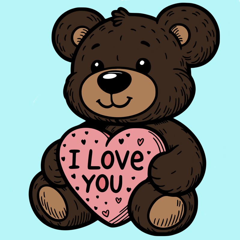 teddy bear holding an i love you heart
