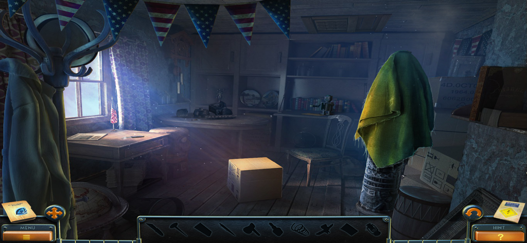 New York Mysteries 2 - A mysterious 1950s attic room with patriotic bunting and hidden objects to find