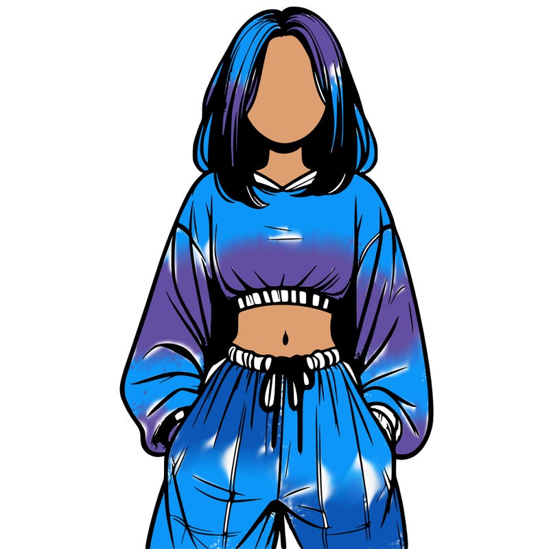 realistic girl faceless with baggy pants and a crop top