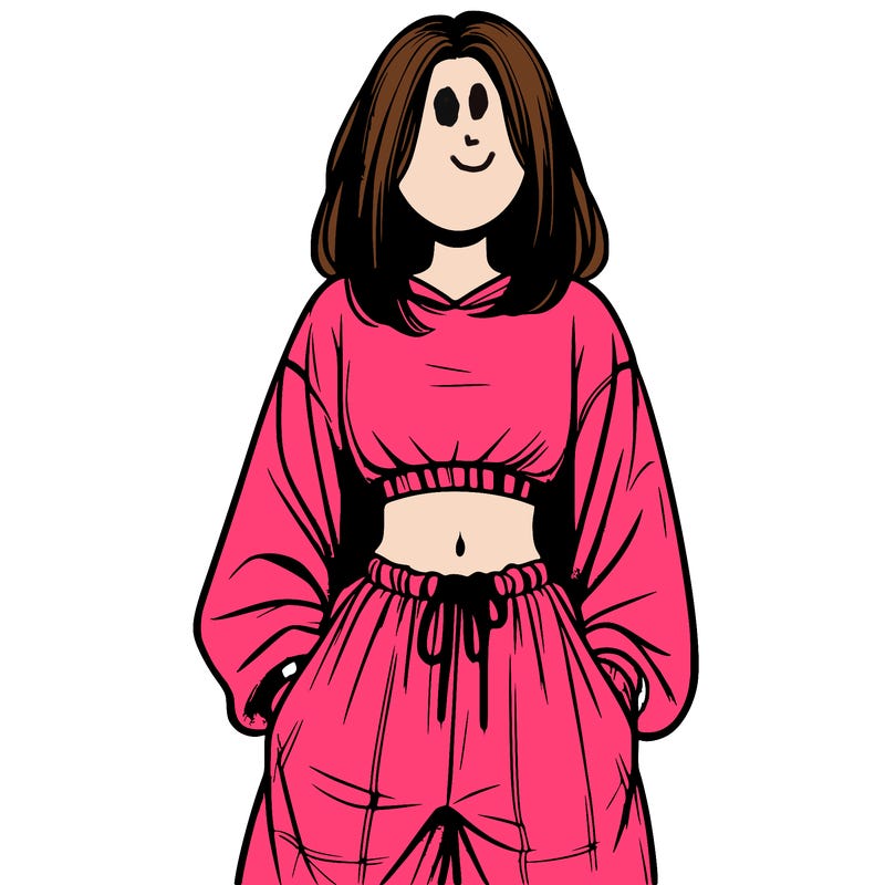 realistic girl faceless with baggy pants and a crop top