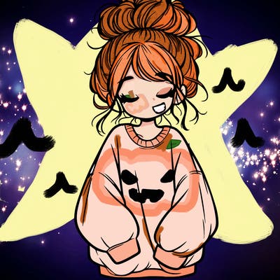 girl with baggy sweatshirt and messy bun