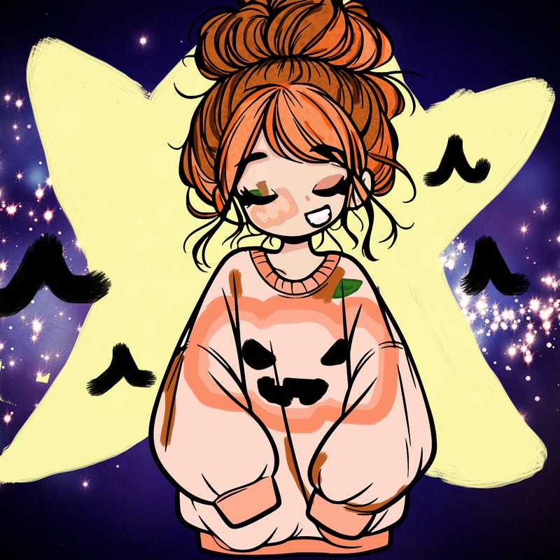 girl with baggy sweatshirt and messy bun
