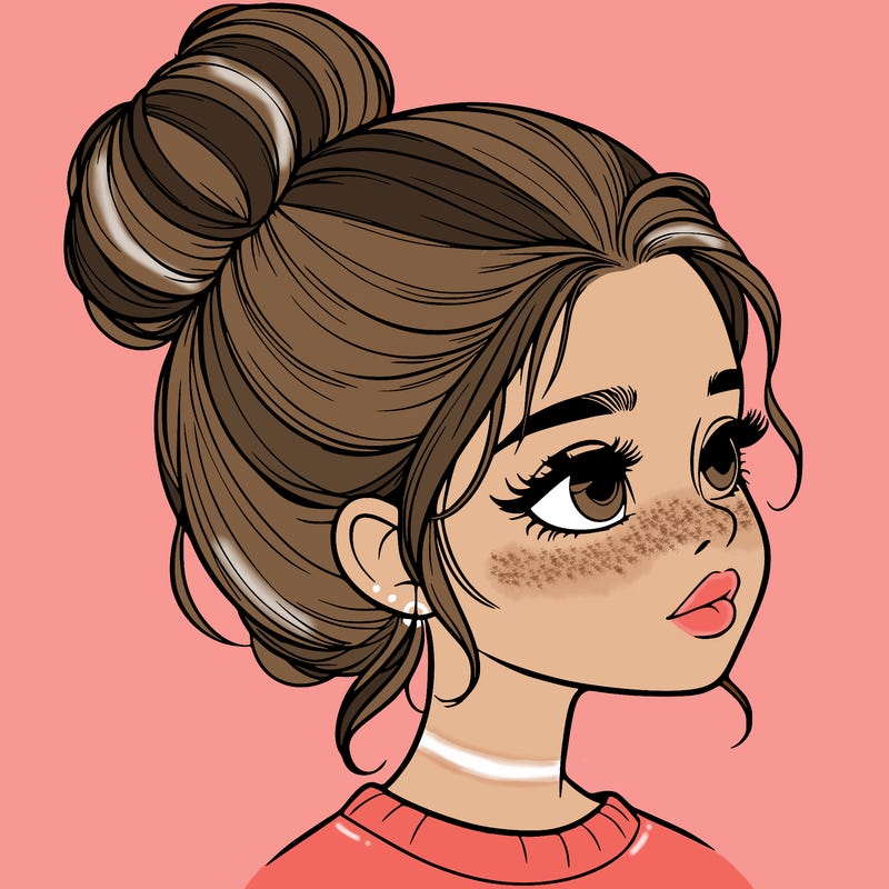 realistic girl with bun