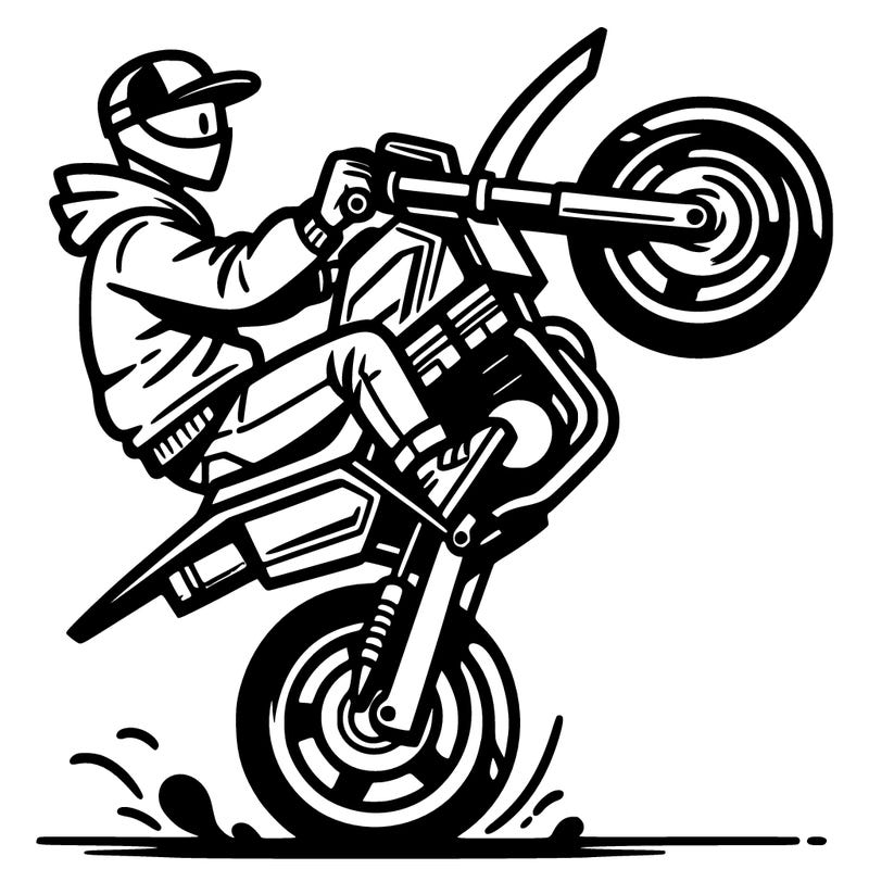 guy on motorcycle doing a wheelie