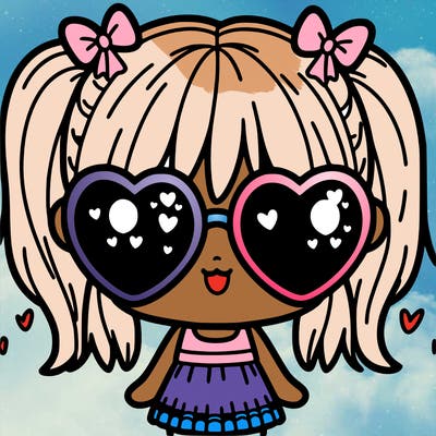 cute girl with heart sunglasses