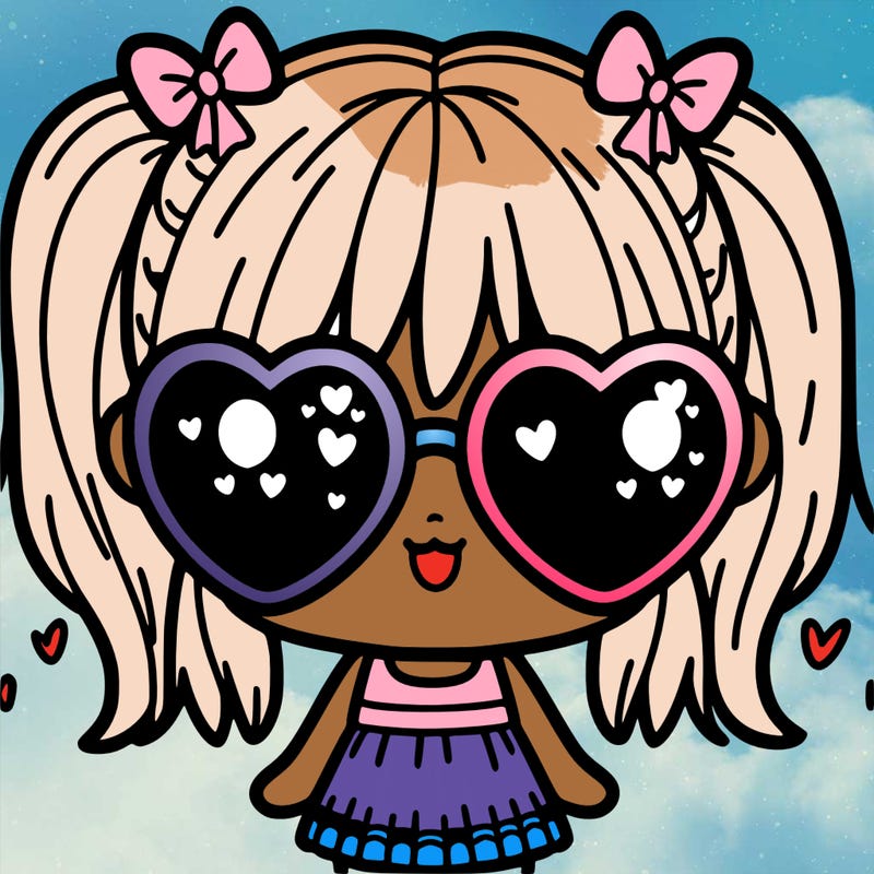 cute girl with heart sunglasses