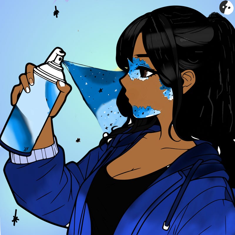 a realistic girl spray, painting