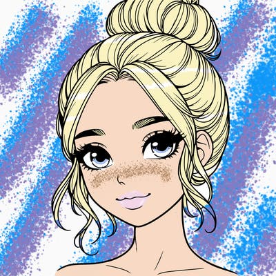 realistic pretty girl with hair in bun