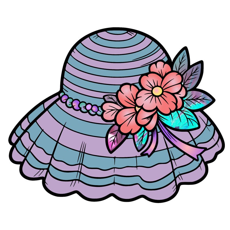 a hat with a flower dress
