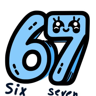 the numbers 67