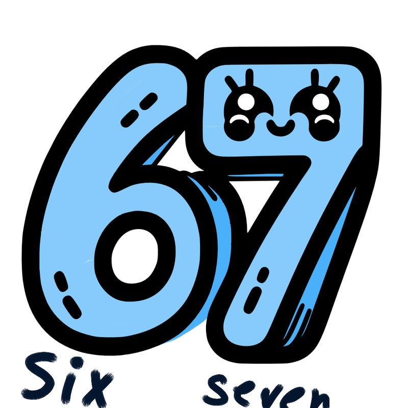 the numbers 67