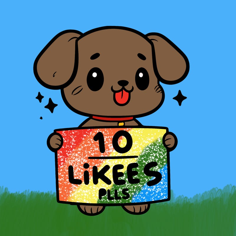 cute dog holding a sign saying 10 likes pls