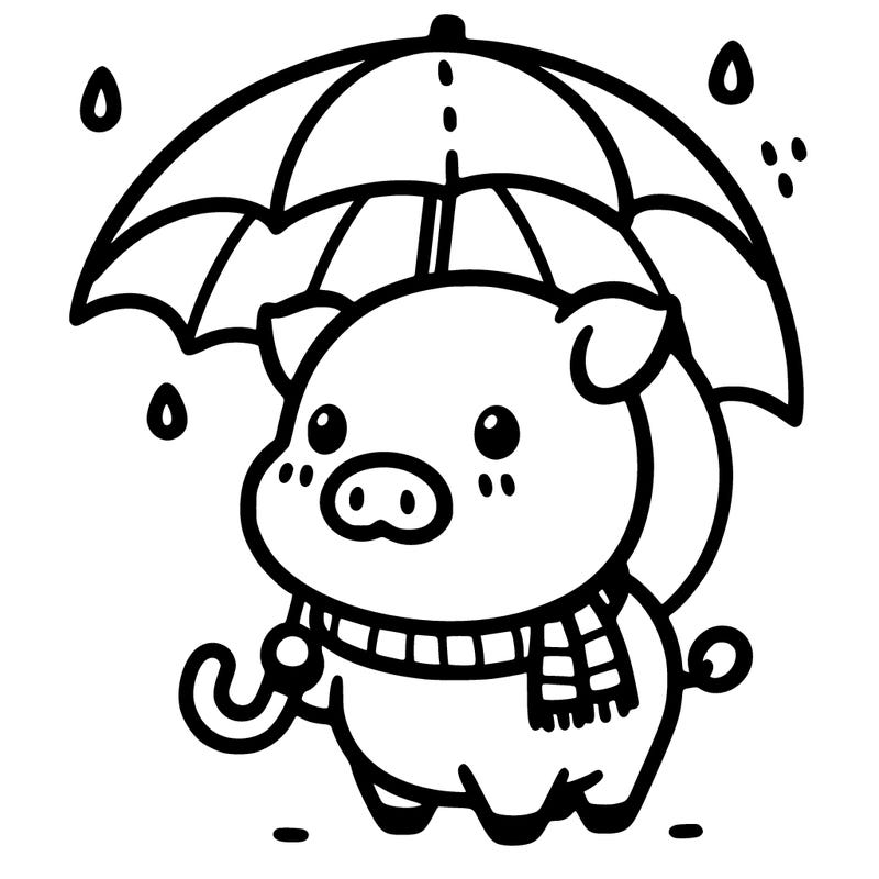 cute pig with a small umbrella
