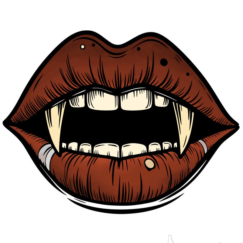 lips with vampire teeth