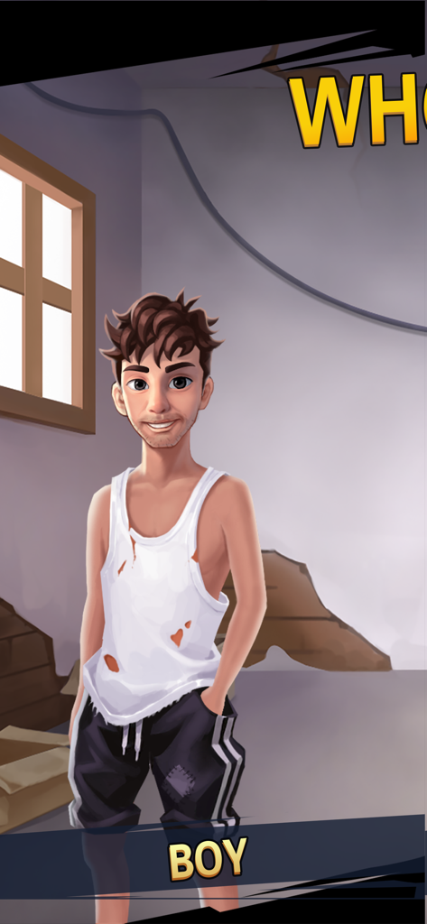 A young male recruit character in simple clothes at the beginning of the military simulation game