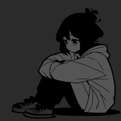 sad anime girl sitting alone