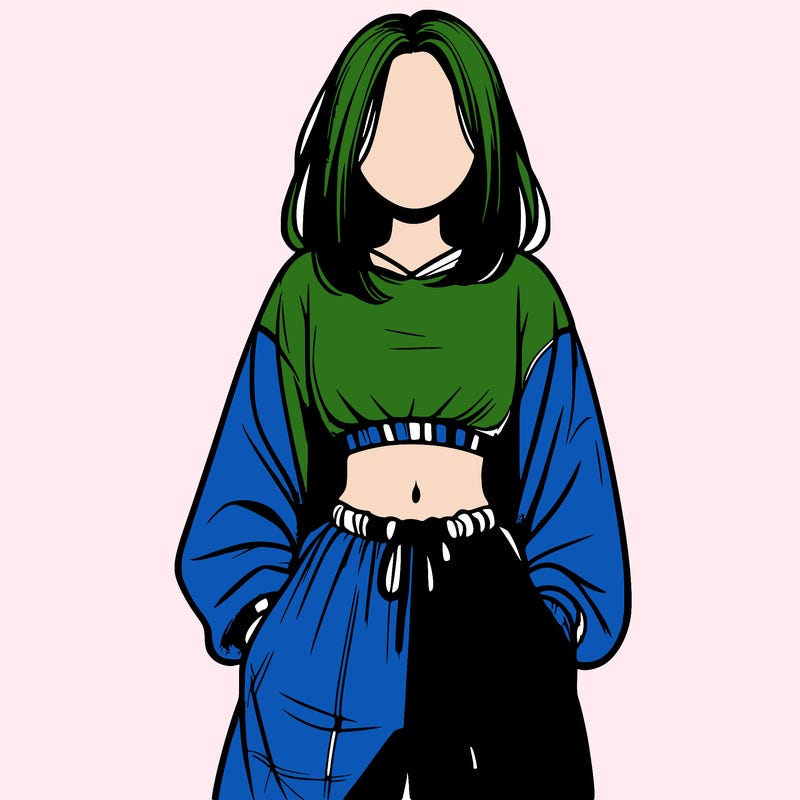 realistic girl faceless with baggy pants and a crop top