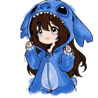 anime girl in a stitch onsie