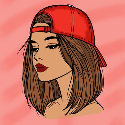 realistic  girl with a backwards hat