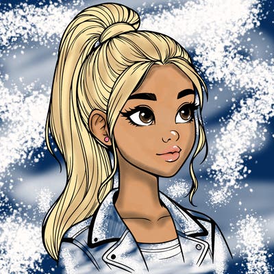 realistic girl with a high ponytail