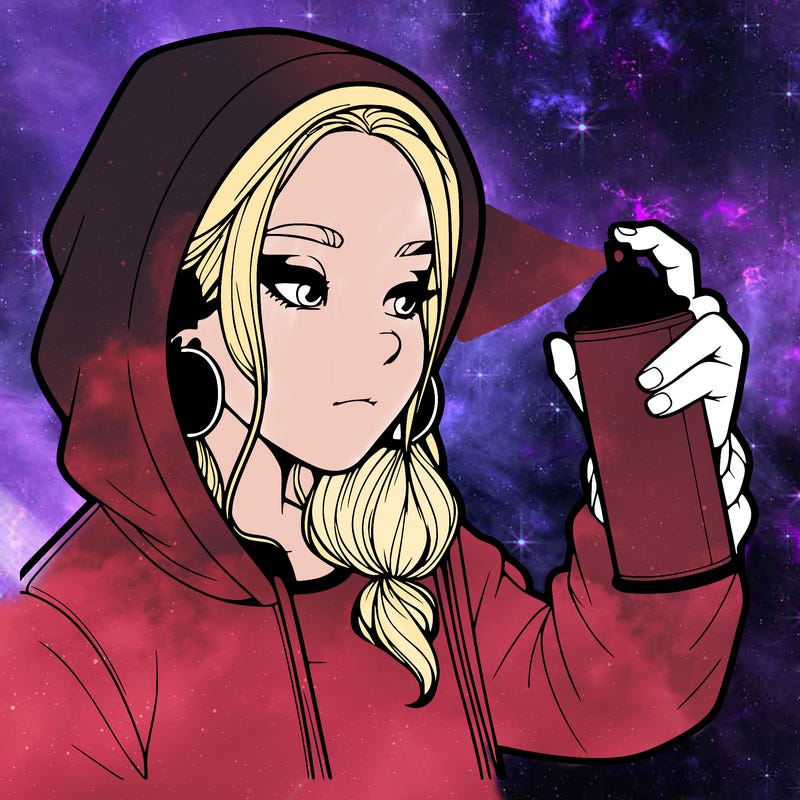 a realistic girl, spray painting