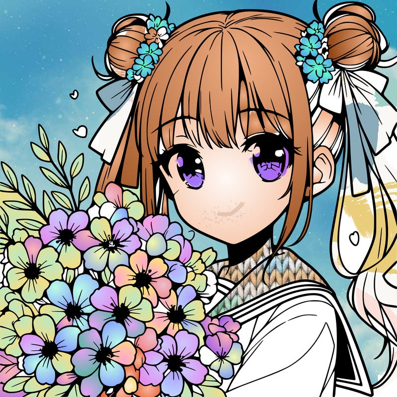 anime girl with flowers