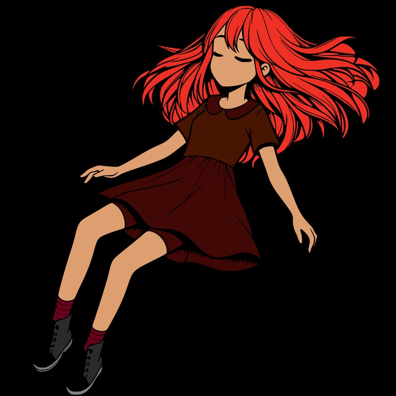 realistic girl floating