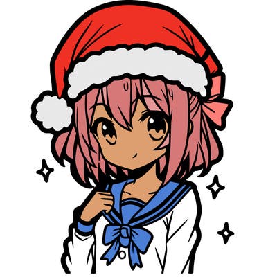 anime girl wearing a santa hat