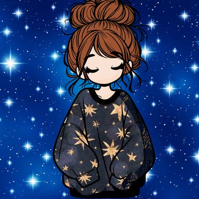 girl with baggy sweatshirt and messy bun