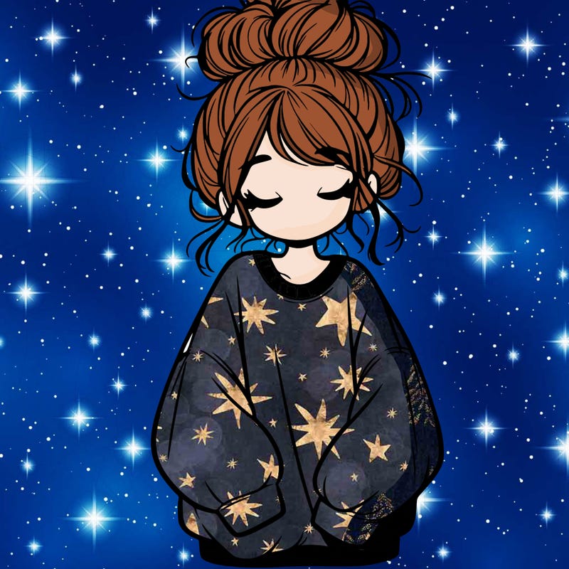 girl with baggy sweatshirt and messy bun