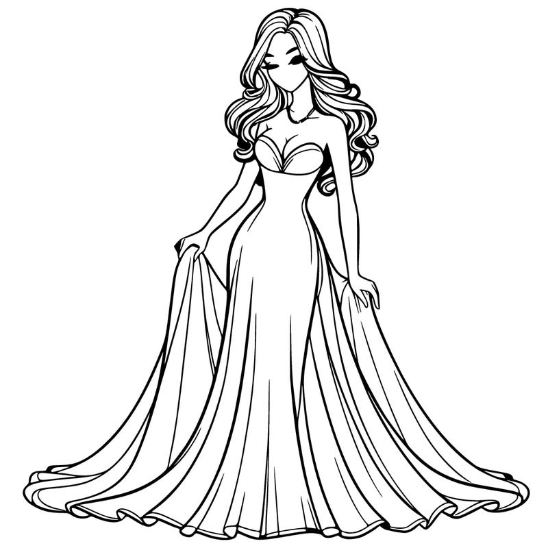 beautiful woman in long silky dress
