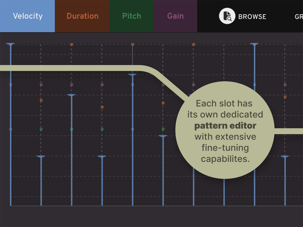 Skaka - Shaken Percussion - Skaka app pattern editor interface for fine-tuning percussion sequences