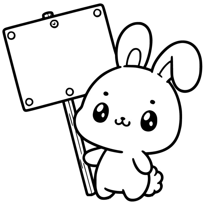 a cute blank sign held by a cute bunny