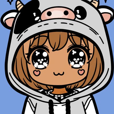 kawaii girl with cow hoodie