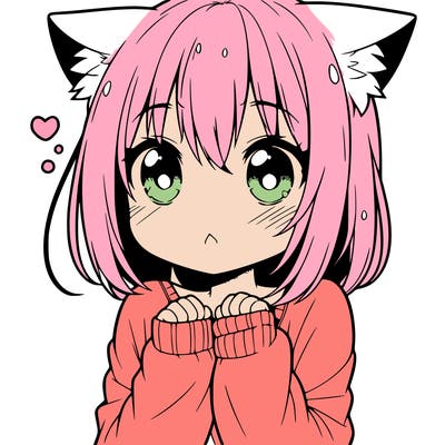 shy anime catgirl