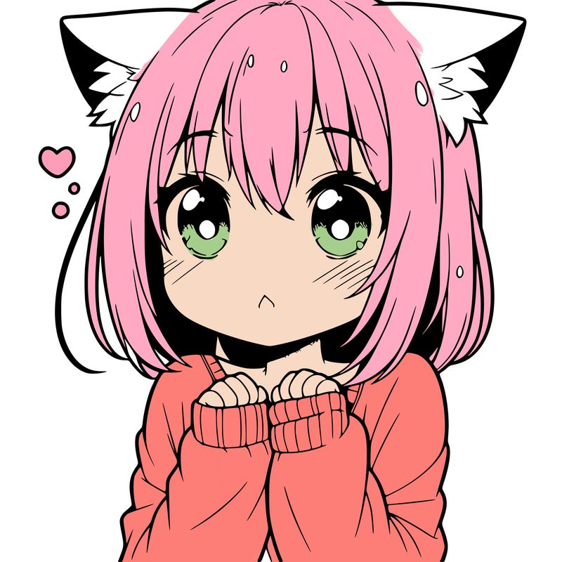 shy anime catgirl