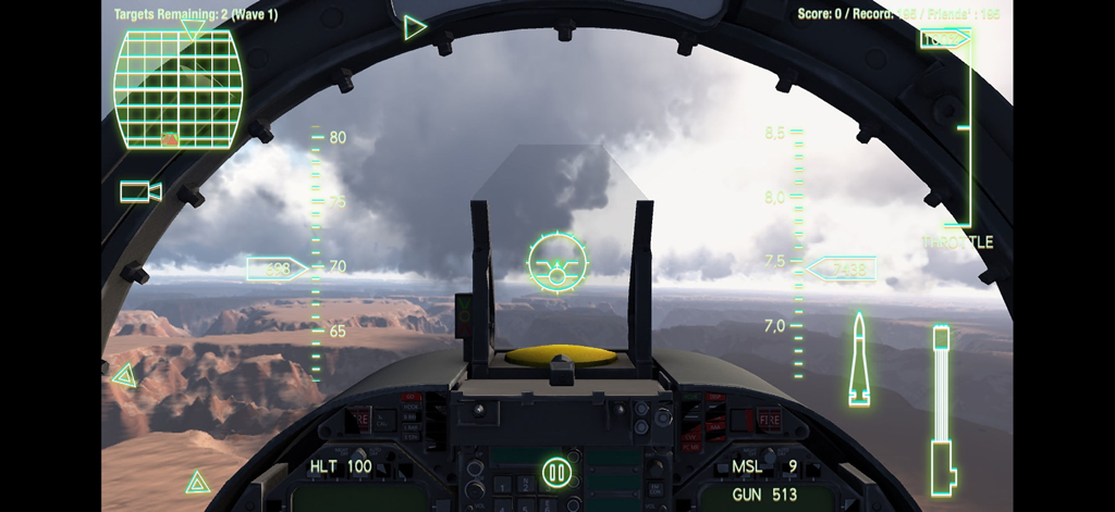 Alliance: Air War - First person cockpit view of a jet fighter with digital HUD in Alliance Air War