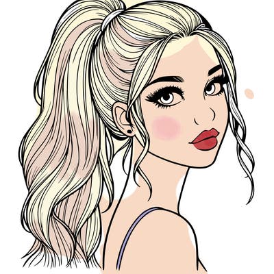 realistic pretty girl with high pony tail