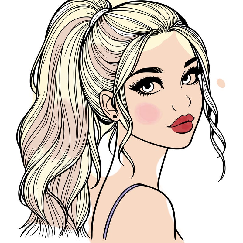 realistic pretty girl with high pony tail
