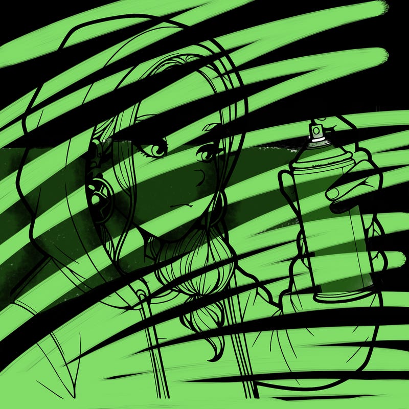 a realistic girl, spray painting