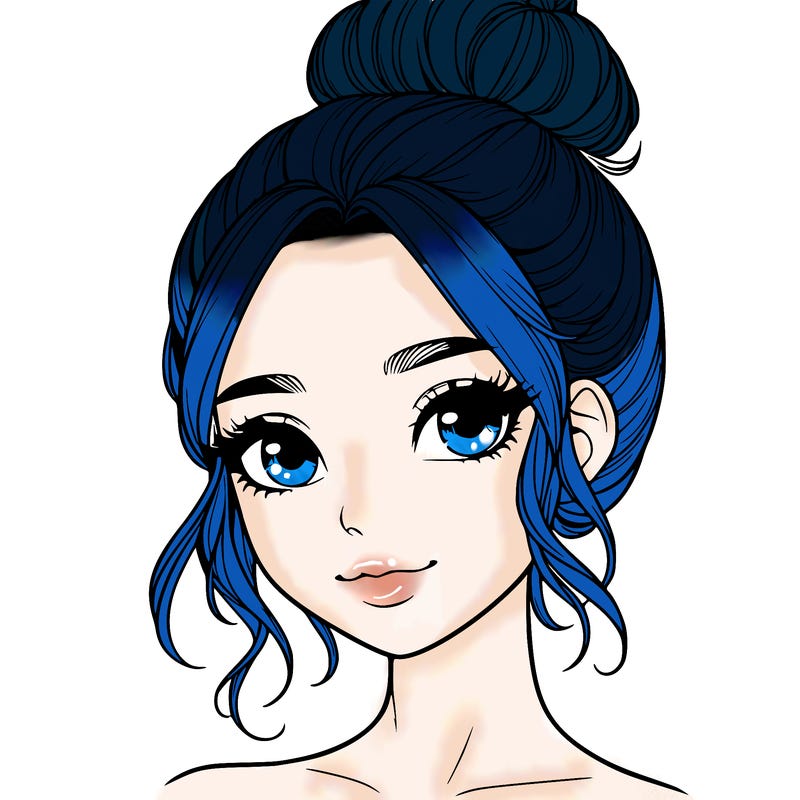 realistic pretty girl with hair in bun
