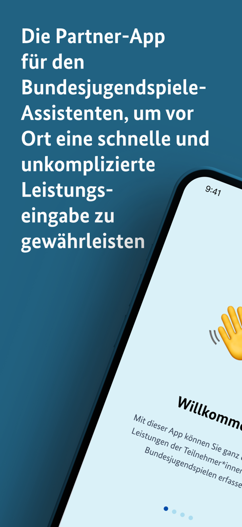 Bundesjugendspiele App - Startbildschirm der Bundesjugendspiele-App für Leichtathletik-Veranstaltungen