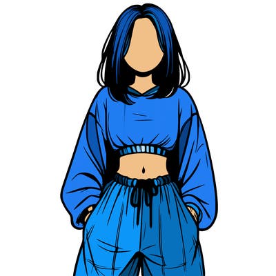 realistic girl faceless with baggy pants and a crop top