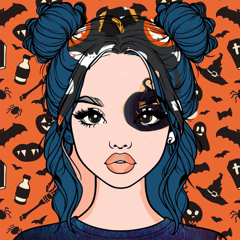 realistic girl with two buns in hair and lips